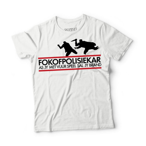 As Jy Met Vuur Speel Sal Jy Brand - T-Shirt (front & back print / white)
